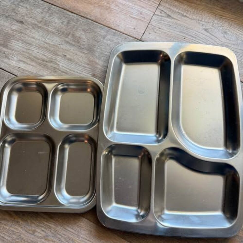 Stainless food tray x2